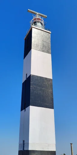 RADAR antenna mounted on a coastal lighthouse